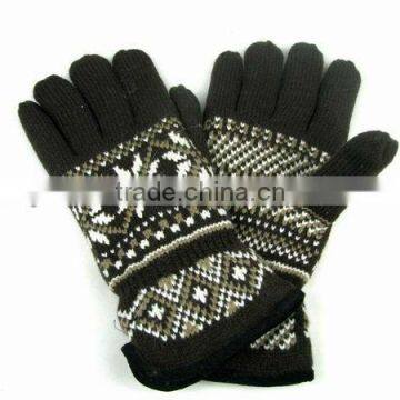 2013 New Mens Acrylic Fairisle Jacquard Fleece Lined Full Finger Glove