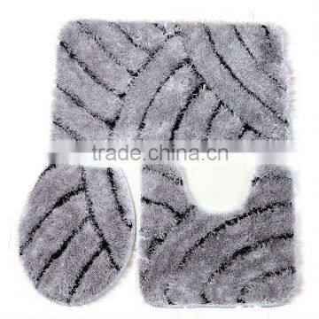polyester long pile shaggy 3 piece bath mat set