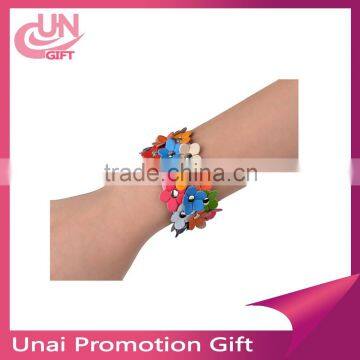 Stylish Bride Floral Flower Festival Wedding Garland Bracelet Leather Wristband Bracelet Jewelry Gift