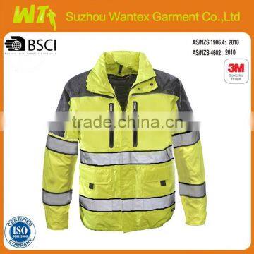 EN20471/343 reflective hi vis jacket parka winter waterproof men working jacket parka with reflector