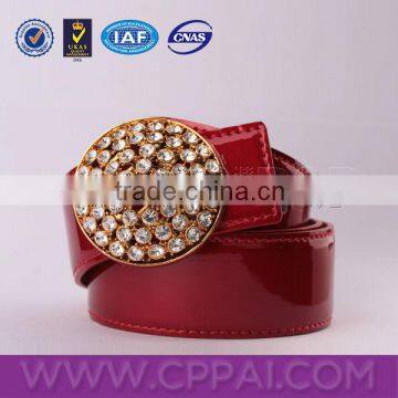 Modern fashion of red leather crystal belt for delicate women dress