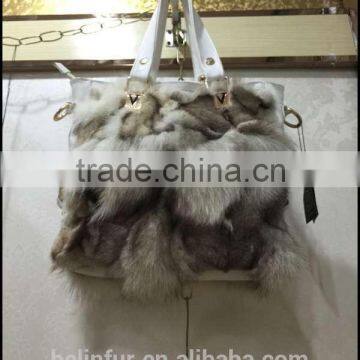 natural blue fox handbag