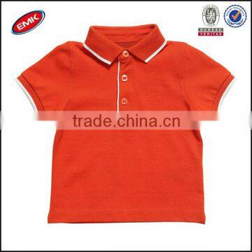 Wholesale Kids 100%cotton Plain Orange Polo Shirts With White Trims
