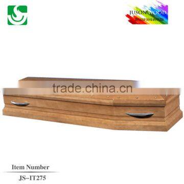 Larch material fuberal lowering device cheap coffins with zinc cross