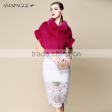 Hot sale red whole mink fur shawl for girls