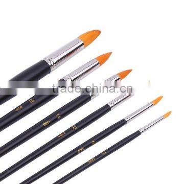 Cheap Custom Bulk Wholesale Paintbrush Art Supplier 6Pcs Round Nylon Artist Paint Brush Plated Tube Wood Handle Painting Brushes