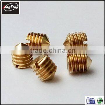 good price M1.4 brass/ stainless steel slotted cone point set screw