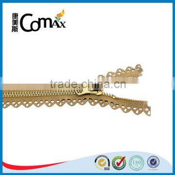 One Close Euro Style Shiny Gold Metal Zip for Bag photo-2