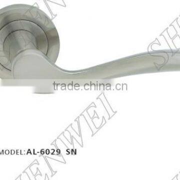 AL-6209 SN door handle on rose, aluminium handle, lever handle, furniture hardware, furniture handle, door handle