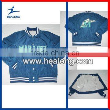 Healong Custom Silkscreen Baseball Jackets With Rib Collar And Mesh Liner