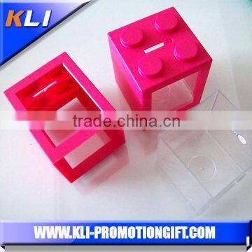 Plastic colorful square removable piggy bank custom money box