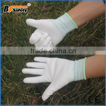 BSSAFETY antistatic PU coated thin nylon safety gloves