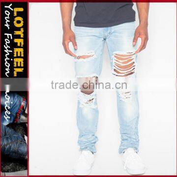 victorious jeans latest jeans model knee big hole man Jeans wear rock wear jeans(LOTM268)