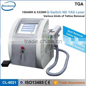 Q Switch Nd YAG Laser 1064 & 532 nm All Colors Tattoo Removal Machine