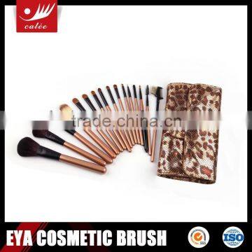 Best Seller 16pcs Facial Makeup Brush Set With Leopard-print Pouch
