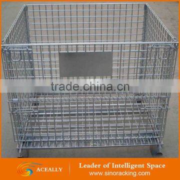 Aceally European style collapsible wire mesh box container for warehouse