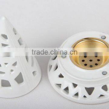 Wholesale Top Sell Pyramid Hollow Out Ceramic Incense Burner With Round Bottom