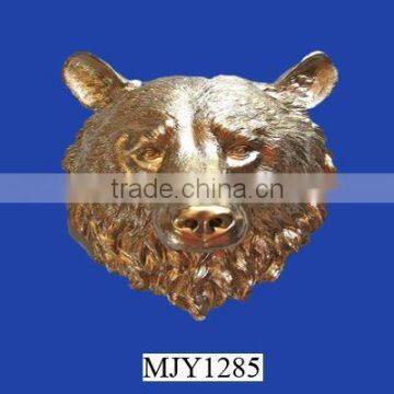 Hand Craved Polyresin Gold Faux Taxidermy Bear Head