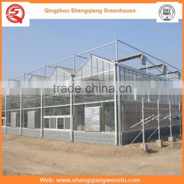 High quality 8.0m multi-span glass greenhouse grow tent for agriculture