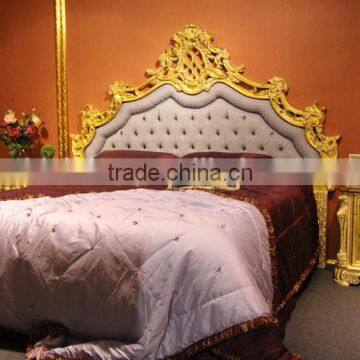 Furniture Luxury Italy Style Goden Trim Button Tufted Royal King Bed Set photo-2