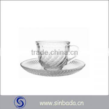 2014 wholesale glass tea cup and saucer sets