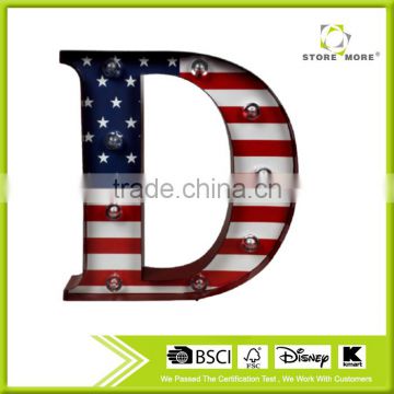 Store More Marquee LED Light Up Letter D With American Flag Print