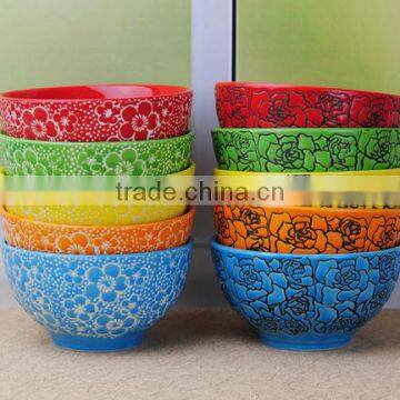 5'' glazed colorful ceramic bowl set