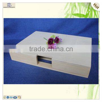 Simple Elegant Large Cuboid Plate Lid Plain Pine Wooden Box photo-6