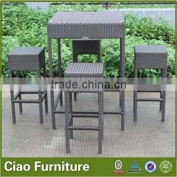 space save plastic rattan bar table and chair