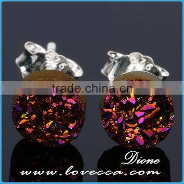 Druzy 925 Sterling Silver Earring, Gemstone Silver Jewellery Natural Turquoise Earring photo-2