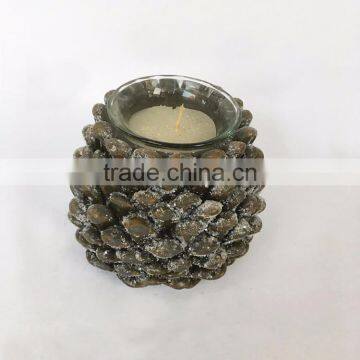 Custom Christmas Artificial Resin Pine Cone Tealight Candle Holder photo-2
