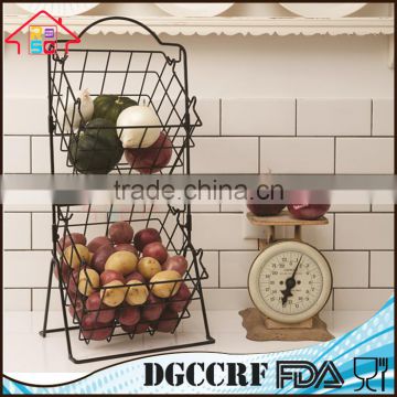 Wire Storage Rack 2 Tier Kitchen Fruit Vegetable Basket Organizer Stand