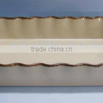 newest 16.3" set of 2 beige color glazed ceramic loaf pan