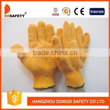 DDSAFETY 2017 Orange Cotton Polyester String Knitted PVC Honey Comb Both Sides Fishing Gloves