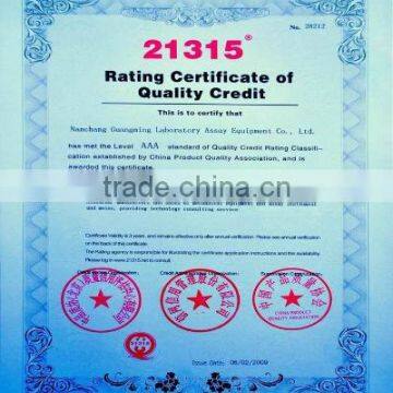 Rating certificate of quality credit