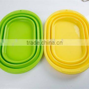 Silicone Square Shaped Folding Wash Basin,fruit Bowl