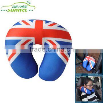 U Type UK Flag Soft Polyester Bean Bag Neck Pillow , Car Travel Pillow