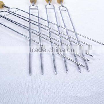 6 Pieces BBQ Tool Stainless Steel BBQ Fork Roasting Fork With Wood Handle