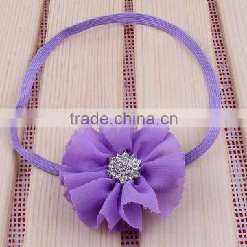 chiffon flower headband with rhinestone center for kids hair accessories