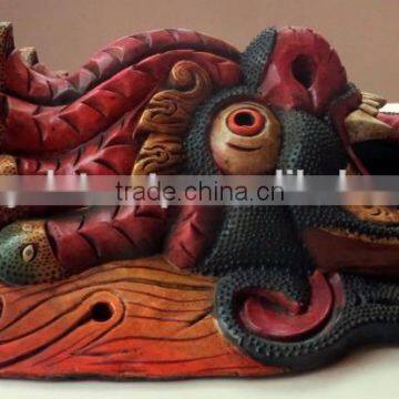 Hand Crafted Wooden Mask of Demon Wall Hanging Made In Nepal photo-2