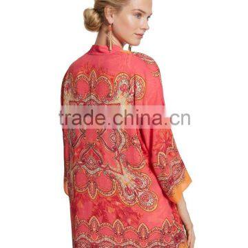 Women's 3/4 Sleeve Printed Front Open Blouse photo-2