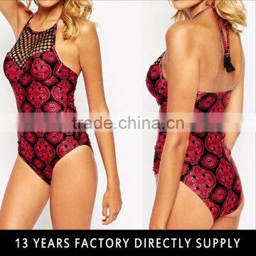 Floral Print Halter Women hot Sexy grils photos SwimSuit 2016