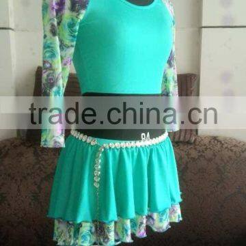 Women dance dress long sleeve top and skirt set for sale QQ031