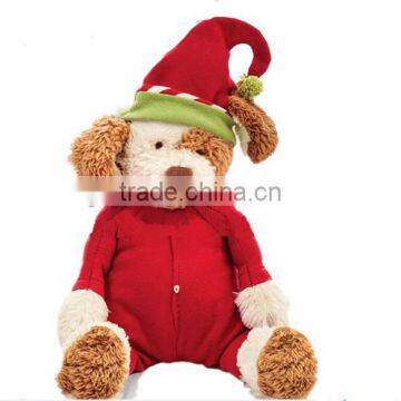 christmas hot selling toys plush dog with clothes christmas plush toy