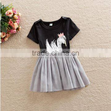 100% Cotton Seercusker Baby Girl Romper Swan Printing Baby Lovely Jumpsuit photo-3