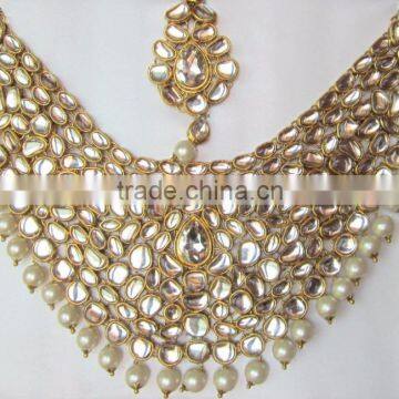 KUNDAN Pearl BRIDAL Necklace EARRING Set photo-4