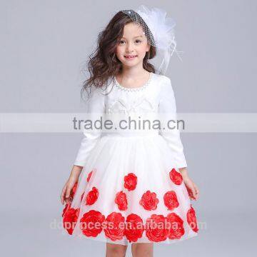 2017 latest dress designs photos red purple flowers embroidered dress