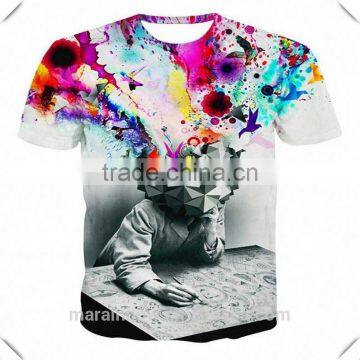 2016 Fashion Design Mens Full Sublimation Printed T Shirt 3D Printing Short Sleeve T-Shirt Funny Printed Tees Wholesale