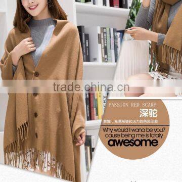 Best Selling 2017 Plain Solid Color Ladies Buttoned Shawl