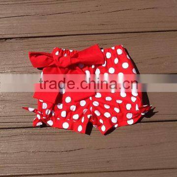 Wholesale Baby Icing Shorts Red White Polka Dots Pants Baby Leggings With Bow photo-3